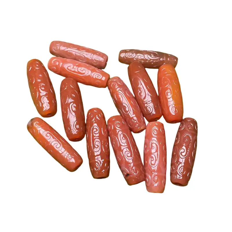 40mm Antique Red Meat Barrel Beads Lezi Xizang - Image 5