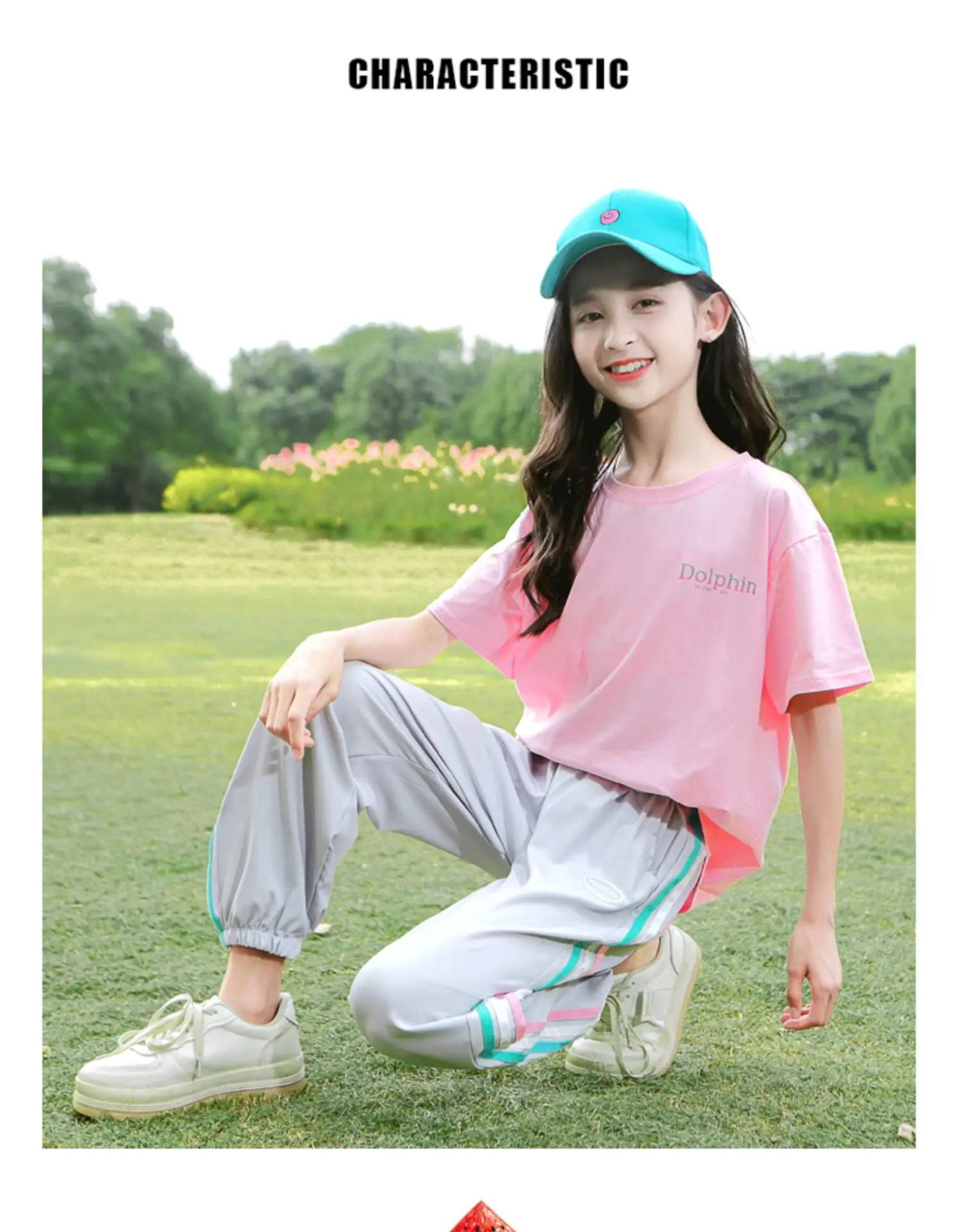 Girls Pink Track Suit Summer Casual Two-Piece Set — feature 10