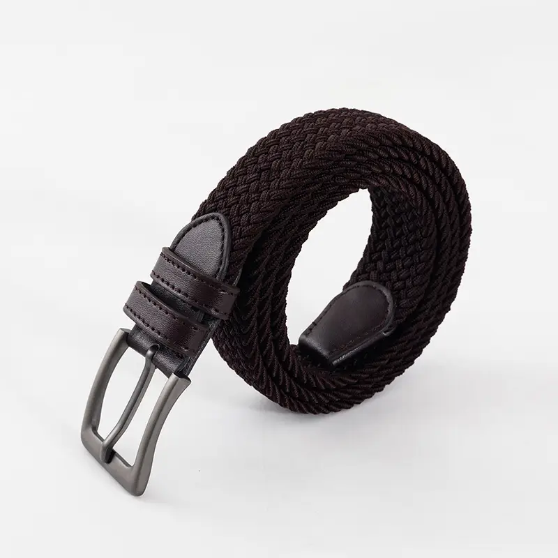 Men's Green Knitted Belt Belt with Buckle Pin - Image 3