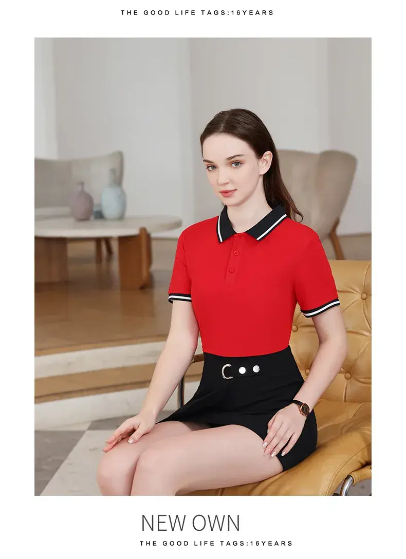 Men Women White Polo Short Sleeve Black Shorts Set — feature 17
