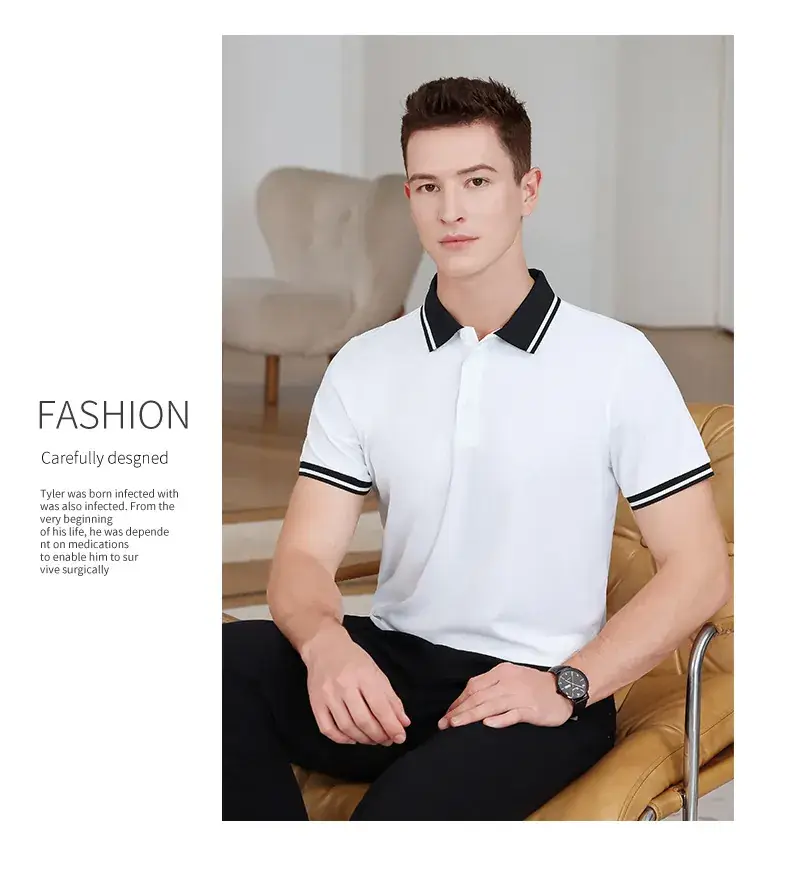 Men Women White Polo Short Sleeve Black Shorts Set — feature 19