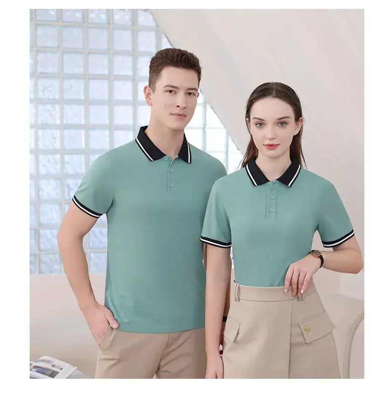 Men Women White Polo Short Sleeve Black Shorts Set — feature 23