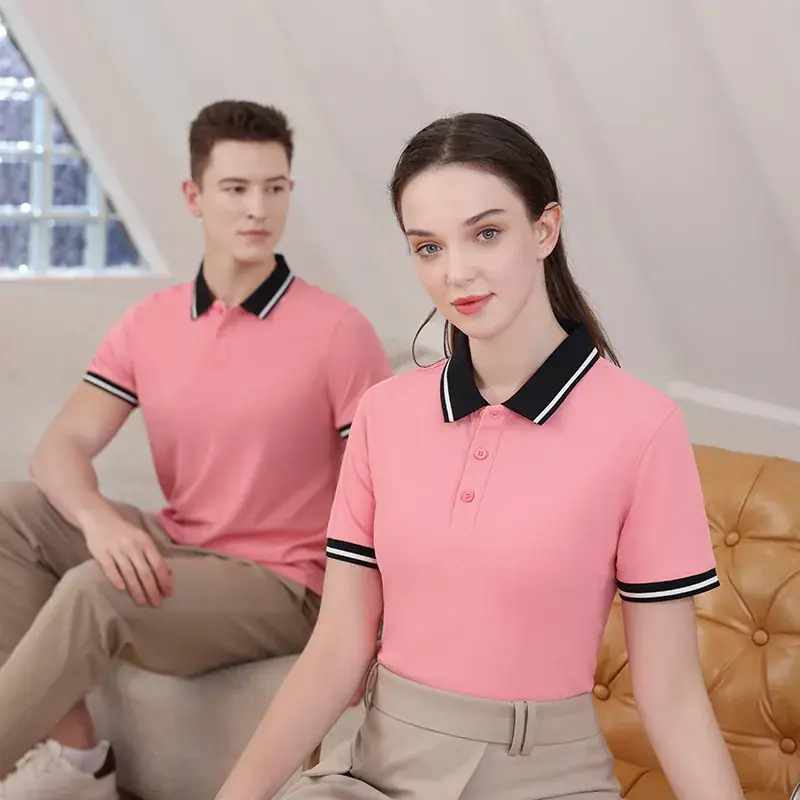Men Women White Polo Short Sleeve Black Shorts Set