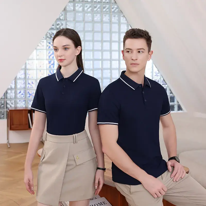 Men Women White Polo Short Sleeve Black Shorts Set
