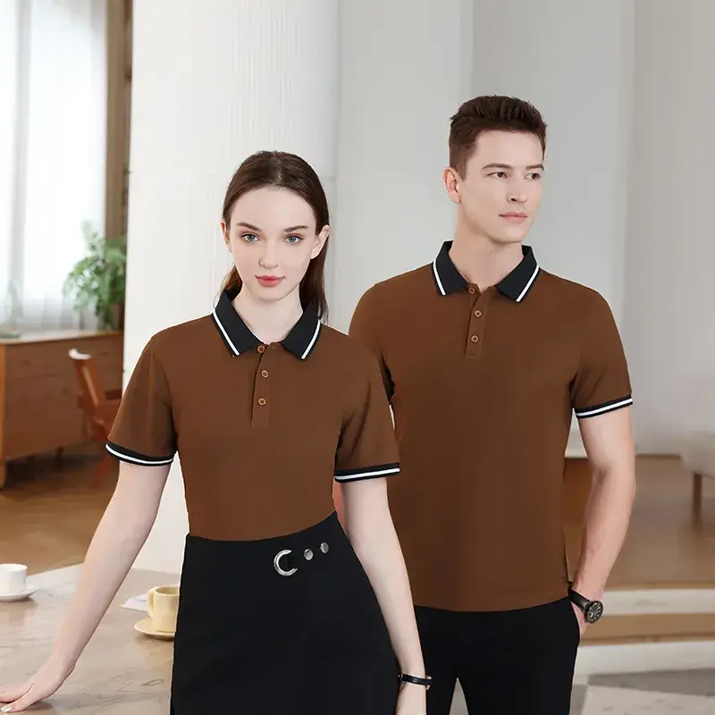 Men Women White Polo Short Sleeve Black Shorts Set