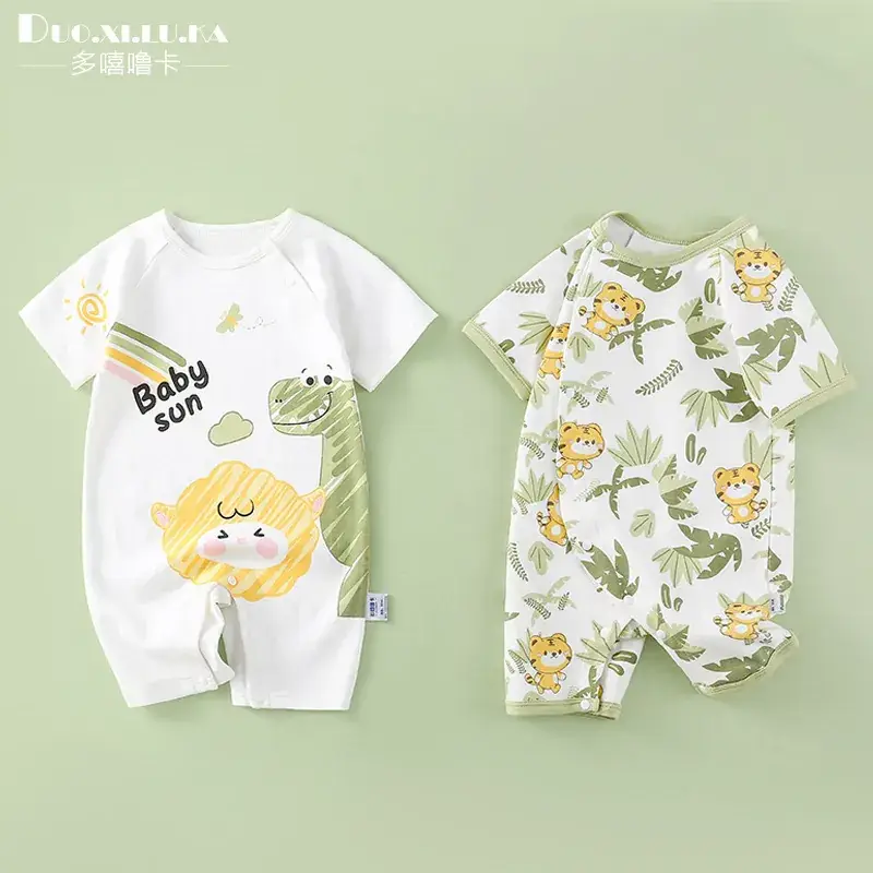 Baby's Blue Cotton Short-Sleeve Climbing Suit - Image 18