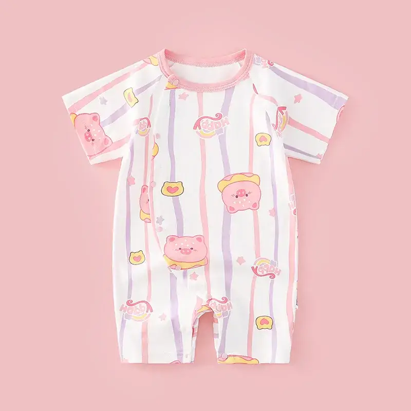 Baby's Blue Cotton Short-Sleeve Climbing Suit - Image 10