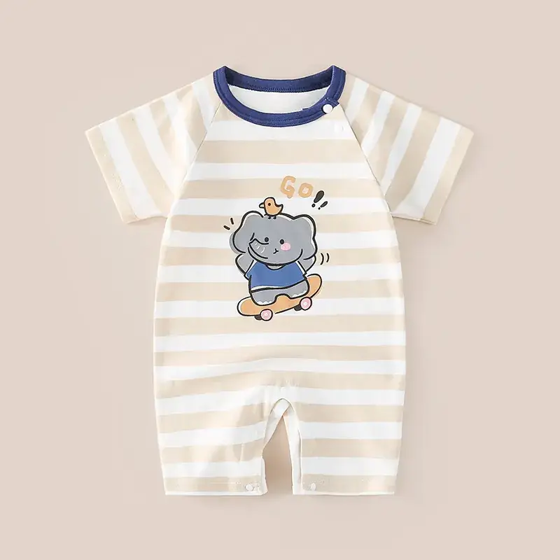 Baby's Blue Cotton Short-Sleeve Climbing Suit - Image 13