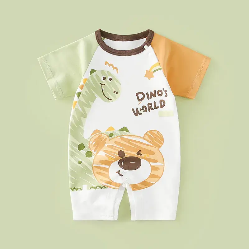 Baby's Blue Cotton Short-Sleeve Climbing Suit - Image 14