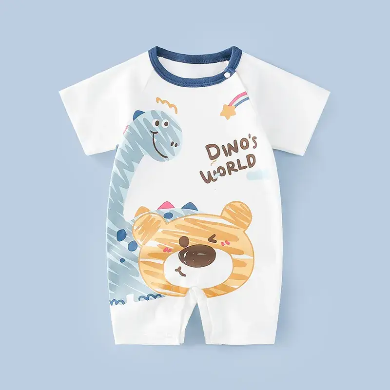 Baby's Blue Cotton Short-Sleeve Climbing Suit - Image 15