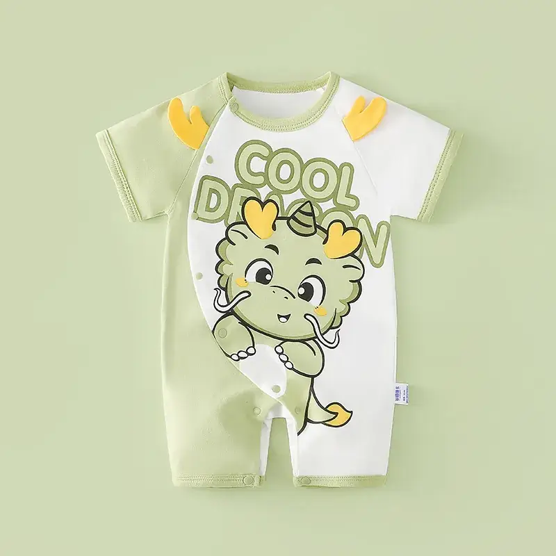 Baby's Blue Cotton Short-Sleeve Climbing Suit - Image 3