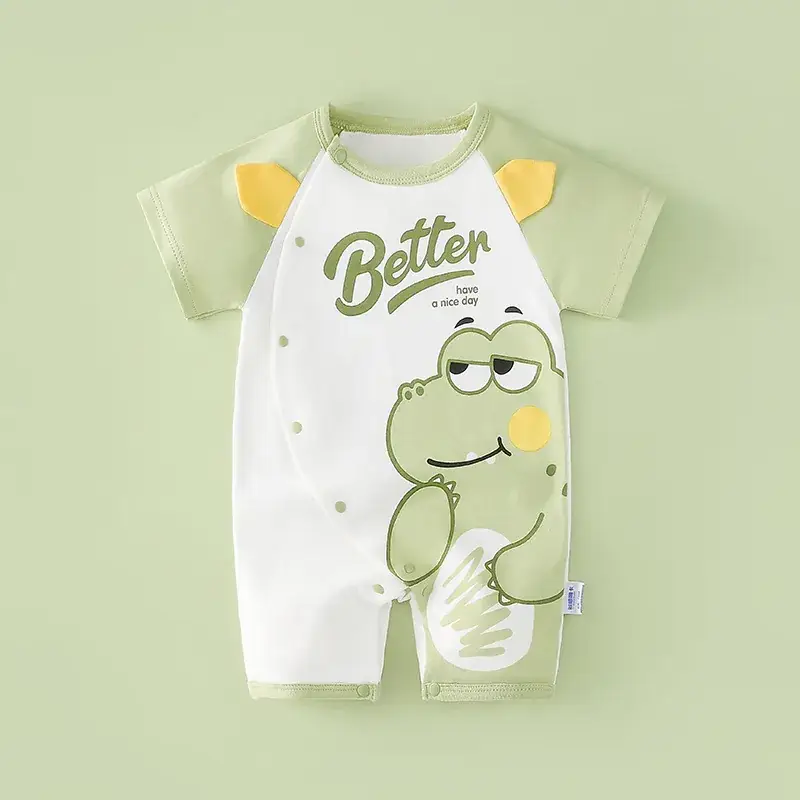Baby's Blue Cotton Short-Sleeve Climbing Suit - Image 4