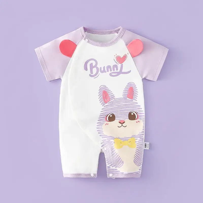Baby's Blue Cotton Short-Sleeve Climbing Suit - Image 5