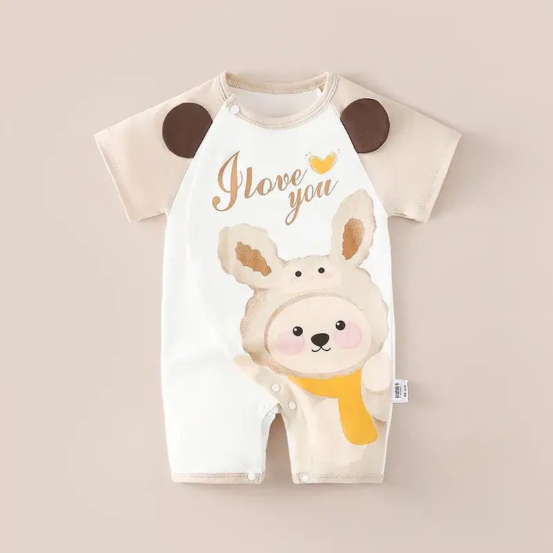 Baby's Blue Cotton Short-Sleeve Climbing Suit - Image 6