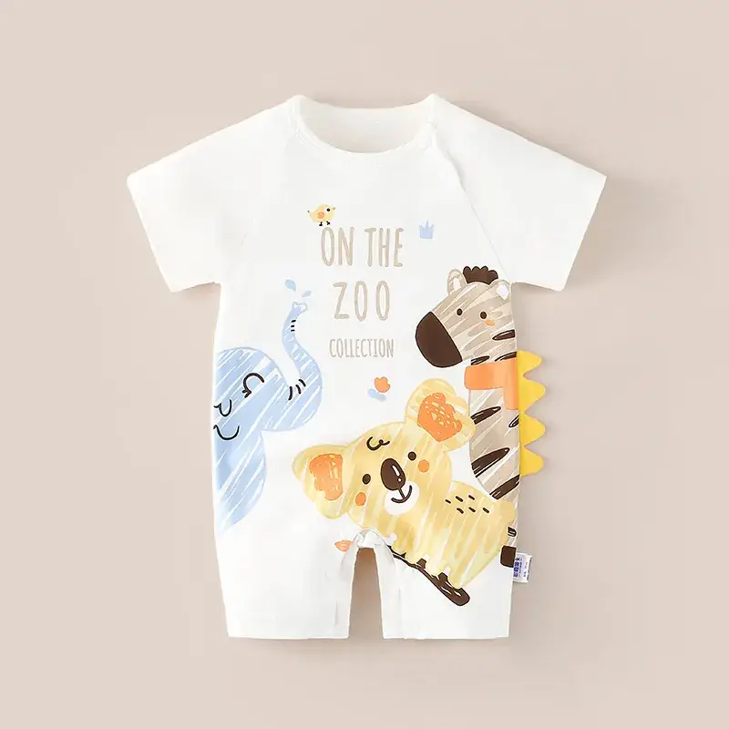 Baby's Blue Cotton Short-Sleeve Climbing Suit - Image 7