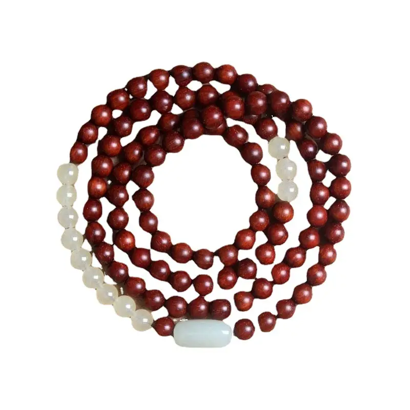 Leaflet Rosewood 108 6 Bracelet Female Original Hetian Jade Retro Literary Sandalwood Wooden Beads Bracelet Male - Image 6