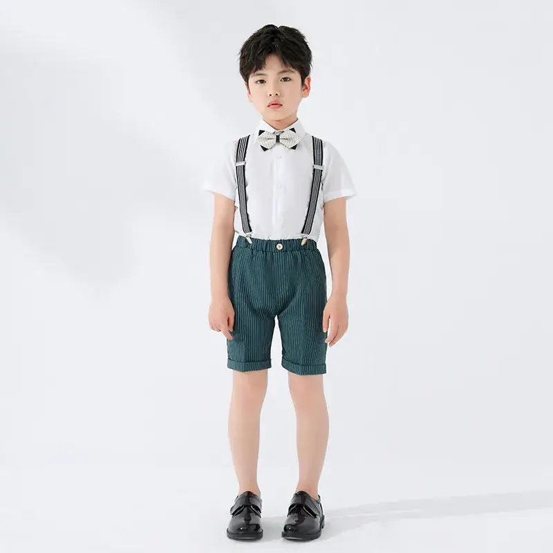 Boys Strap Shorts Set Summer British Short Sleeve - Image 5