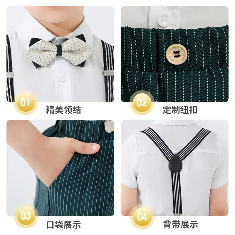 Boys Strap Shorts Set Summer British Short Sleeve - Image 7