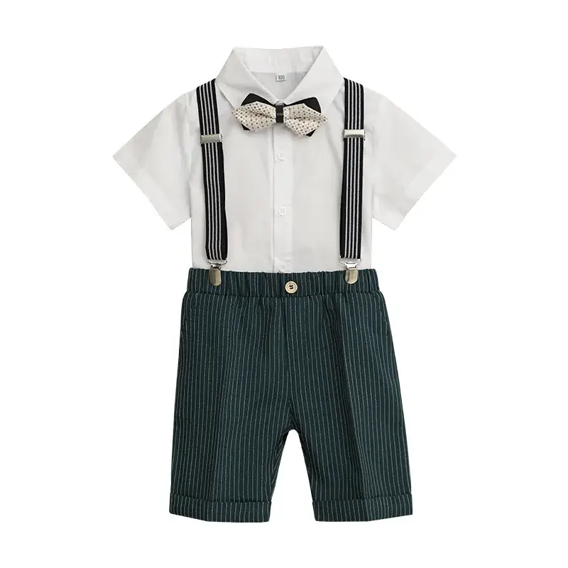Boys Strap Shorts Set Summer British Short Sleeve - Image 8