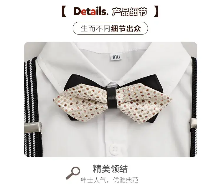Boys Strap Shorts Set Summer British Short Sleeve — feature 12