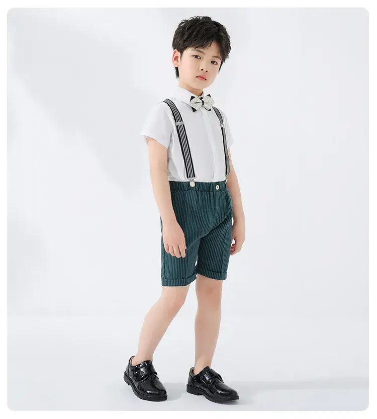 Boys Strap Shorts Set Summer British Short Sleeve — feature 16