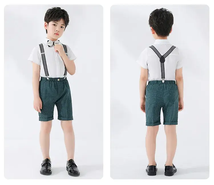 Boys Strap Shorts Set Summer British Short Sleeve — feature 17