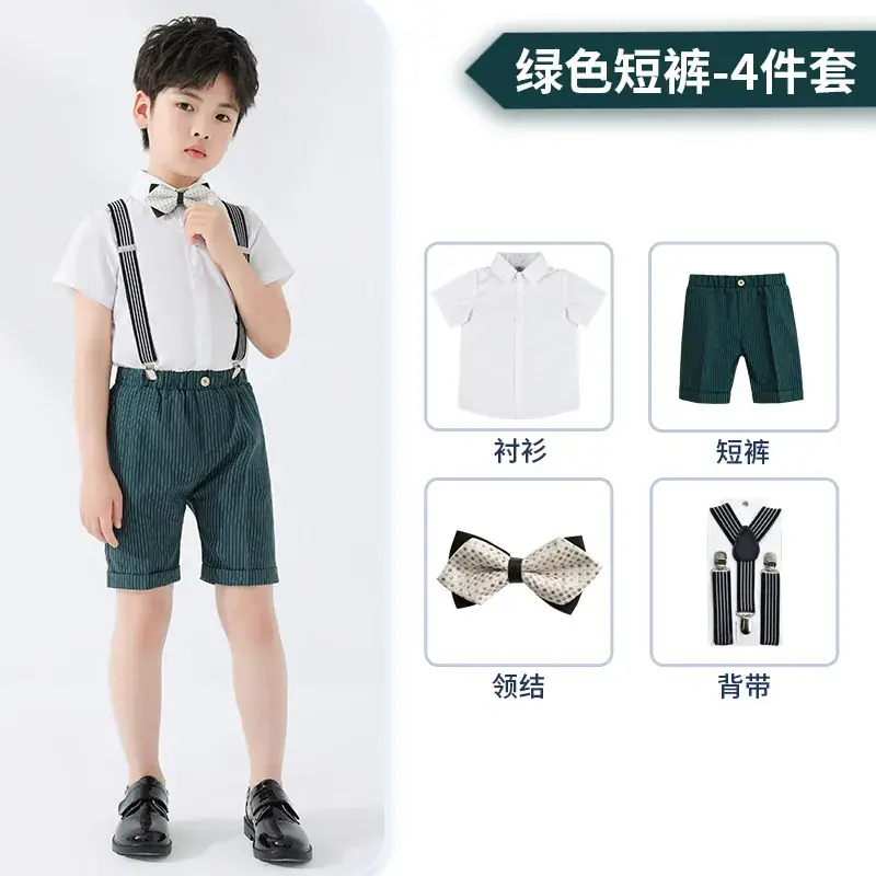 Boys Strap Shorts Set Summer British Short Sleeve - Image 3