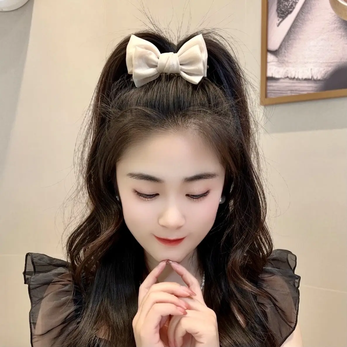 Sweet Mesh Bow Hairpin Women's Elegant Meatball Head Clip 2023 - Image 5