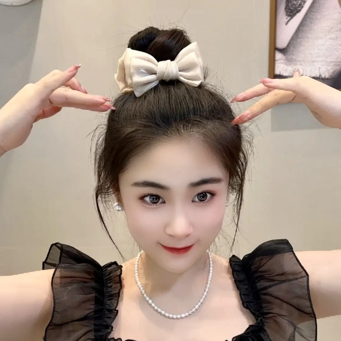 Sweet Mesh Bow Hairpin Women's Elegant Meatball Head Clip 2023 - Image 8