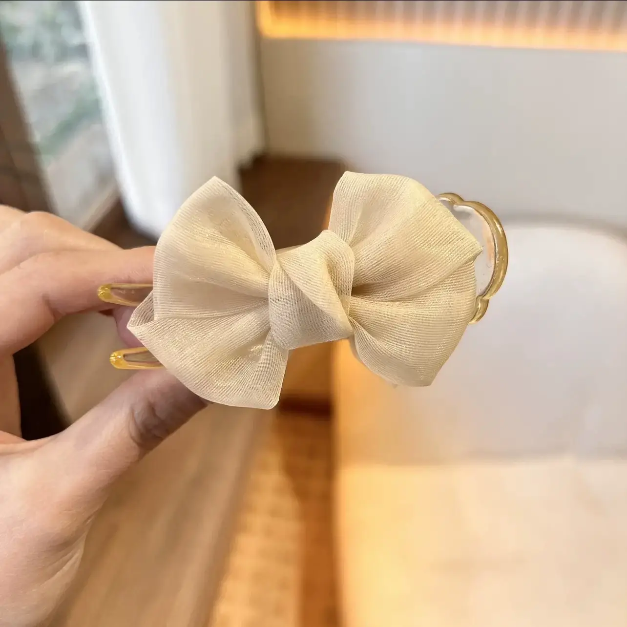 Sweet Mesh Bow Hairpin Women's Elegant Meatball Head Clip 2023 — feature 6