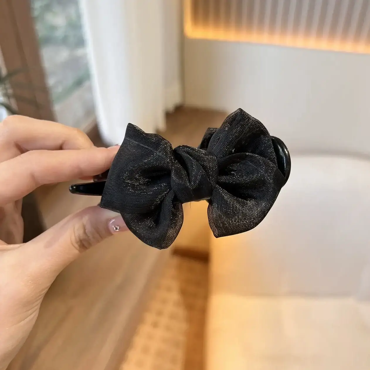 Sweet Mesh Bow Hairpin Women's Elegant Meatball Head Clip 2023 — feature 7