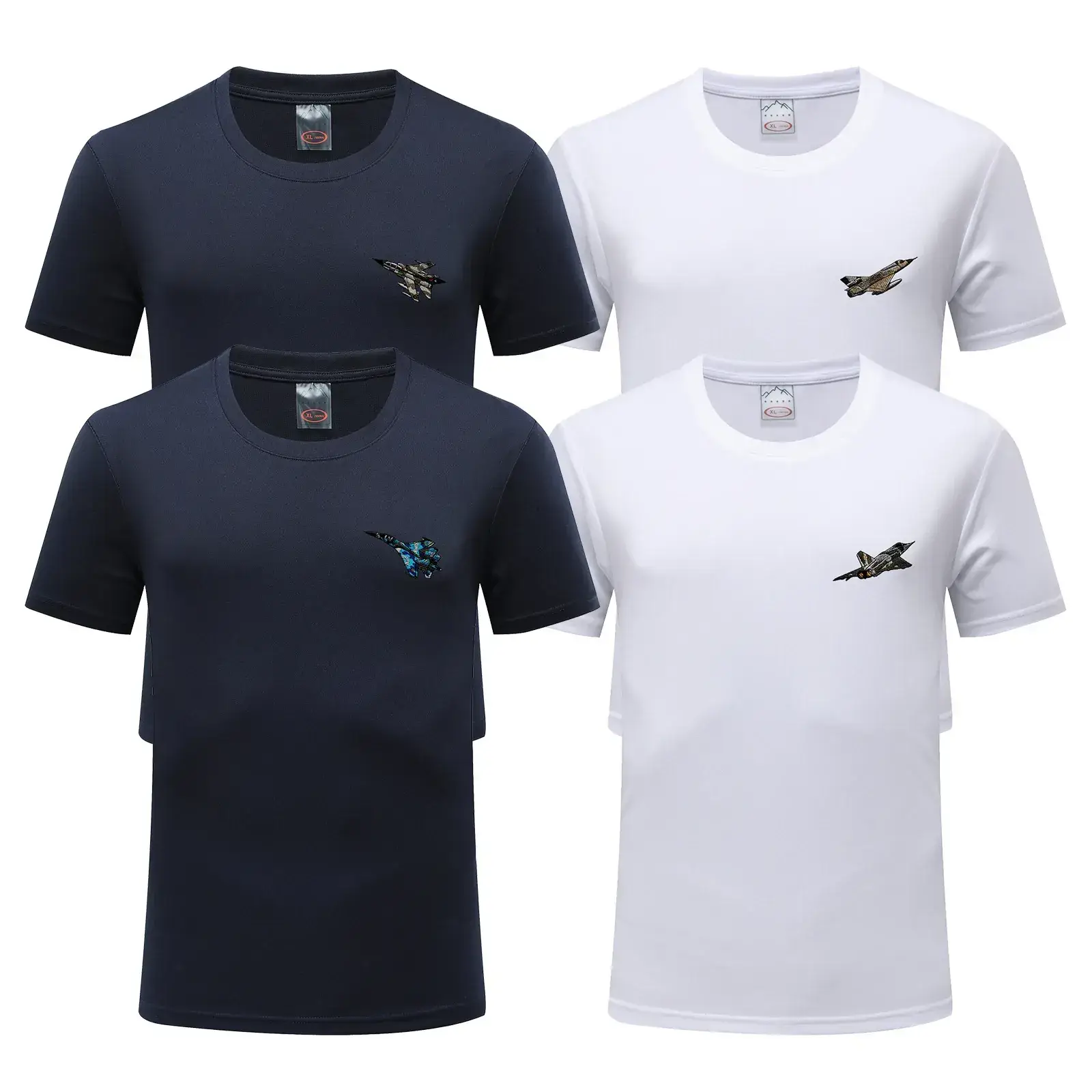 Men Motorcycle Graphic T-Shirt Navy White 2024 Summer - Image 7