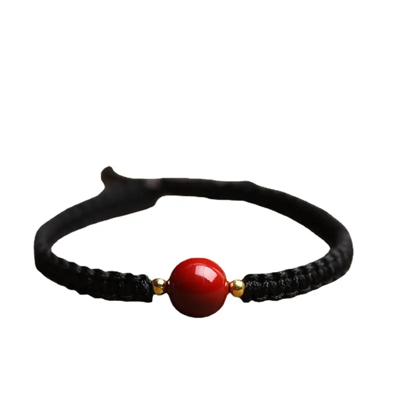 Natural Purple Gold Cinnabar Bracelet Handmade Woven Transfer Bead - Image 16