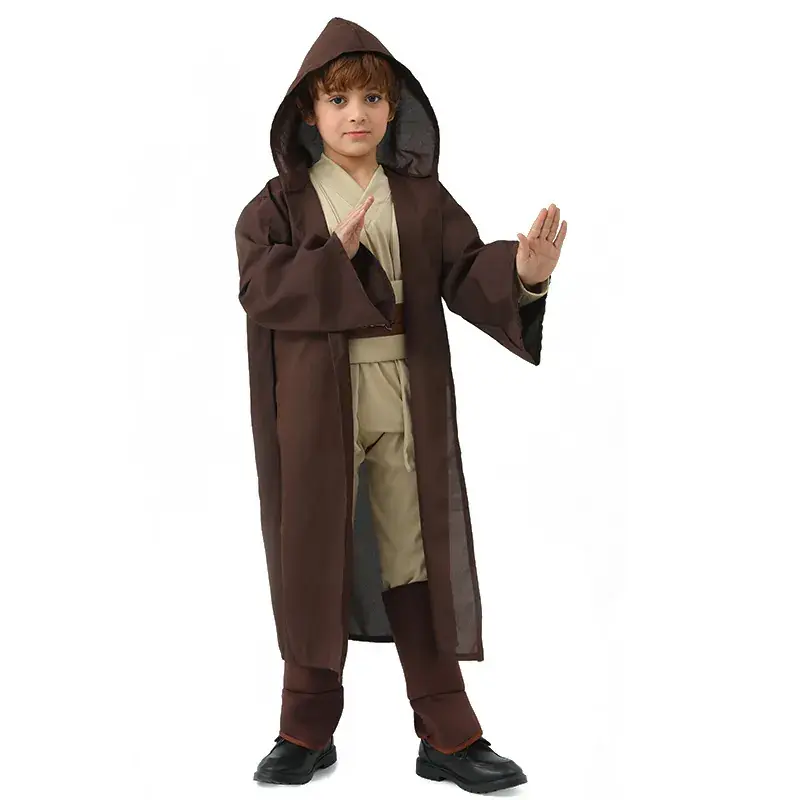 Child Star Wars Jedi Hooded Costume Brown - Image 2