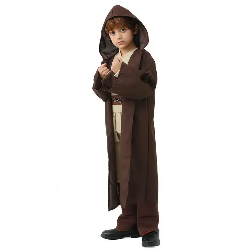 Child Star Wars Jedi Hooded Costume Brown - Image 3