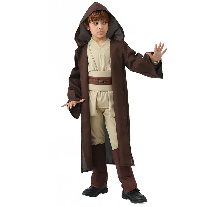 Child Star Wars Jedi Hooded Costume Brown - Image 4