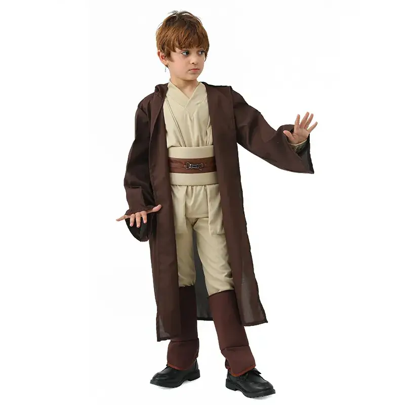 Child Star Wars Jedi Hooded Costume Brown - Image 6