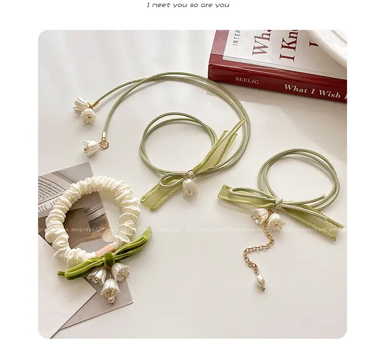 Mori-style Green Pearl Hair Ties for Women — feature 17