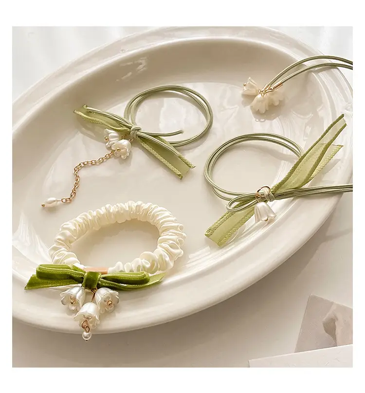 Mori-style Green Pearl Hair Ties for Women — feature 19