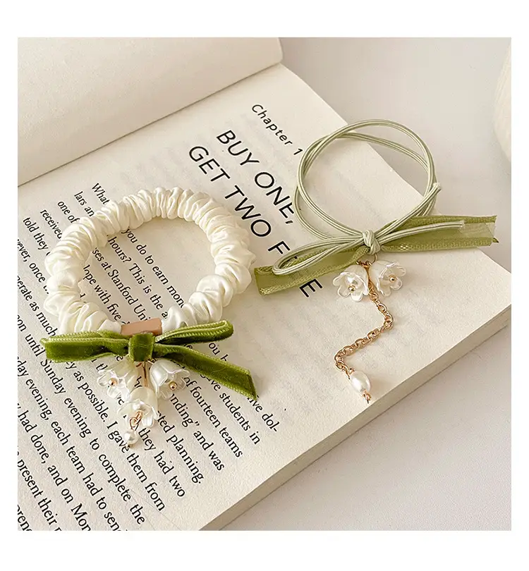 Mori-style Green Pearl Hair Ties for Women — feature 20