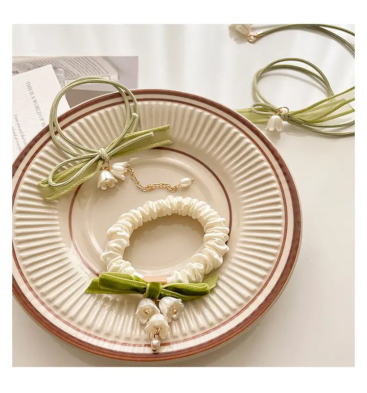 Mori-style Green Pearl Hair Ties for Women — feature 22