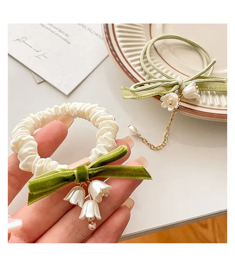 Mori-style Green Pearl Hair Ties for Women — feature 23