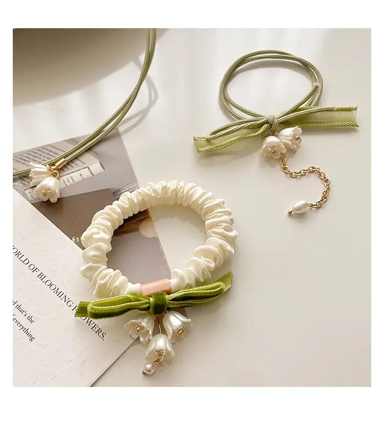 Mori-style Green Pearl Hair Ties for Women — feature 24