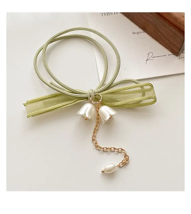 Mori-style Green Pearl Hair Ties for Women — feature 26