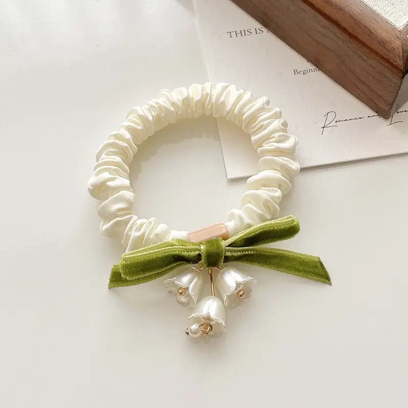 Mori-style Green Pearl Hair Ties for Women