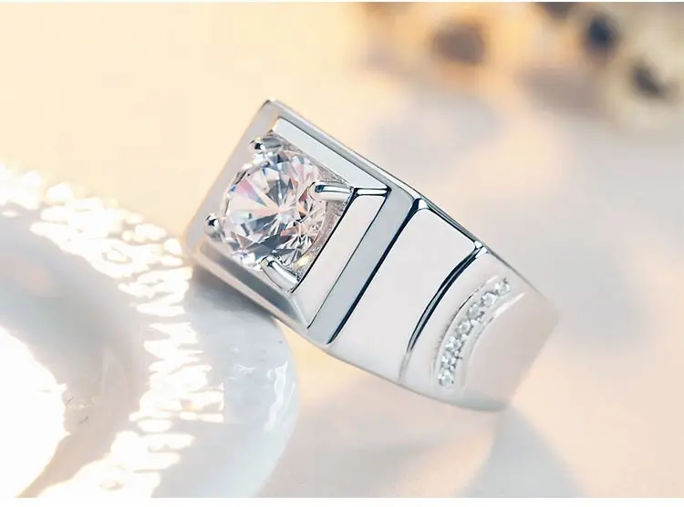 Men's Gold Plated Moissanite Ring with Blue Stone — feature 2