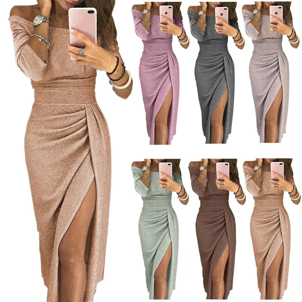 Women's Red Hip Slit Collar Dress - Image 6