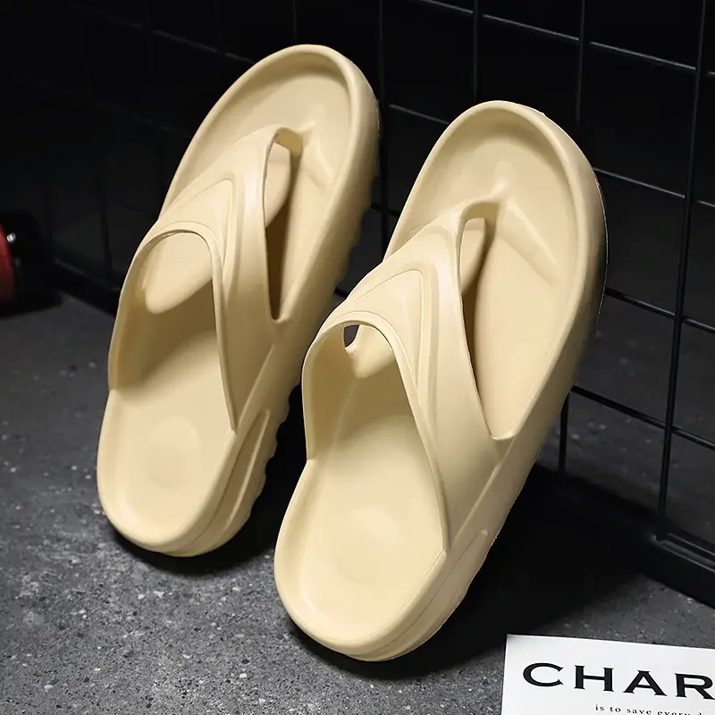 Men Black Open Toe Flip Flops Summer