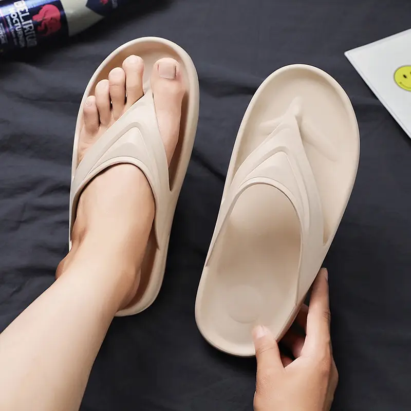 Men Black Open Toe Flip Flops Summer
