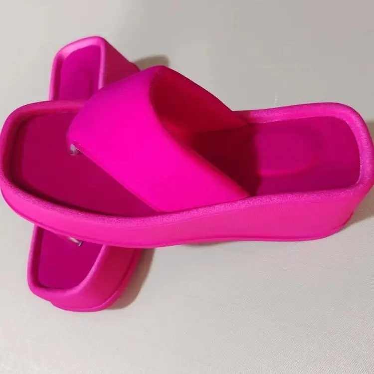Women's Teal Square Toe Thick Slipper Sandals